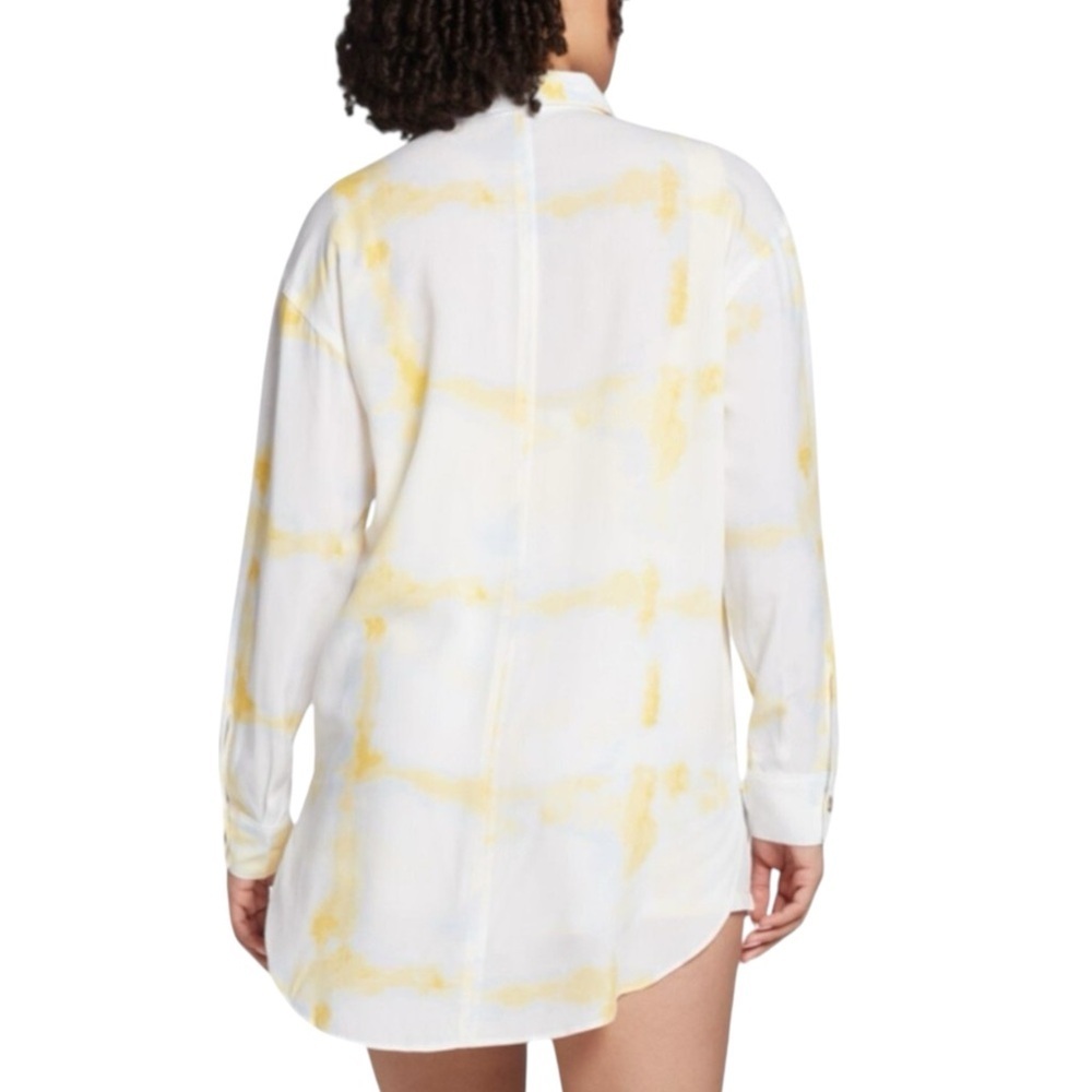 Calia By Carrie Underwood Cover Up Shirt Watercolor Plaid Yellow purple Size XL - Picture 9 of 11